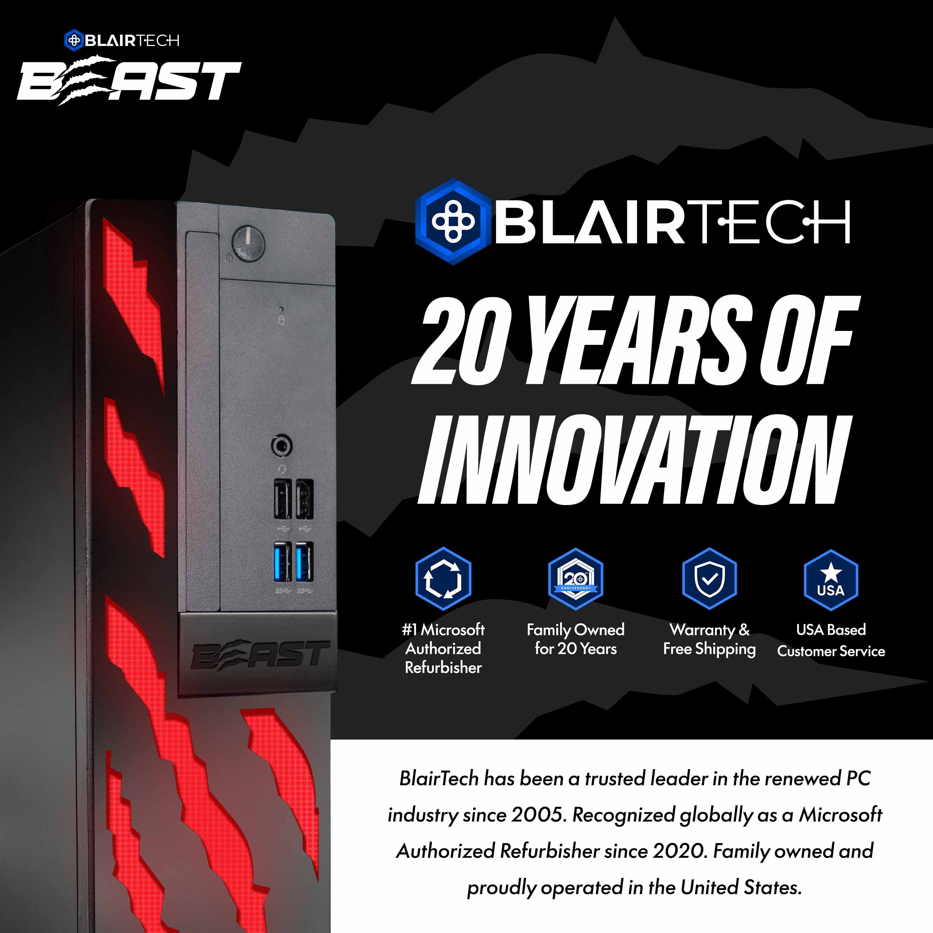 Restored Gaming PC Computer, BlairTech Beast | Intel i5 with Radeon RX 550 GPU, 16GB, 500GB SSD, WiFi + BT, Windows 11 Gaming Desktop (Refurbished)