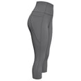 thumbnail image 3 of Cadmus Womens 3 Pack High Waist Tummy Control Capri Yoga Leggings with Pockets,Black/Grey/White, L, 3 of 5