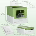 thumbnail image 3 of PawHut Enclosed Cat Litter Box with Scoop, Tray, Top Entry, Dark Green, 3 of 10