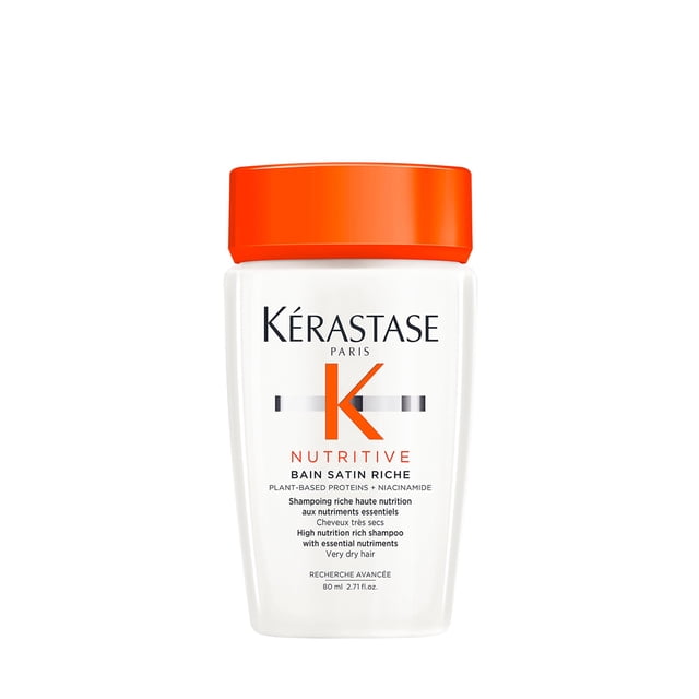 KÉRASTASE Bain Satin Riche | Shampoo para Cabello Muy Seco | Limpia Profundamente, Restaura la Nutrición e Hidrata el Cabello | Con Proteínas de origen vegetal y Niaci