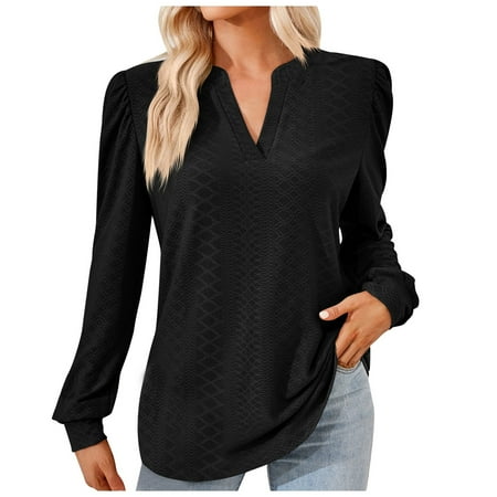 Fsqjgq Black Corset Top Womens Summer Tops Fashion Tunic Women s Velvet Top Casual Long Sleeve T-Shirts V Neck Cute Tunic Tops Basic Tees Blouses Loose Fit Pullover Tops Womens Plus Size Tank TopsM