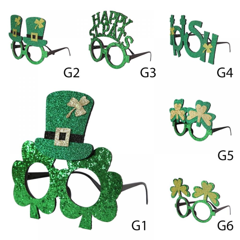 Clovers St.Patricks Day Suit Green Shamrock Hairband Necklace Glasses Gloves Bowknot Decoration