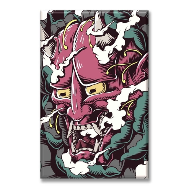 Cuadro Canva Listo Para Colgar Tipo Galería Máscara Japonesa Diablo 60X90 cm
