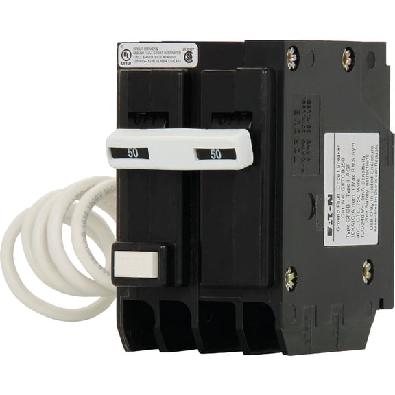 Eaton Ground Fault Circuit Breaker GFTCB250 Plug-On Mount - 2-Pole 50 Amp 120/240V