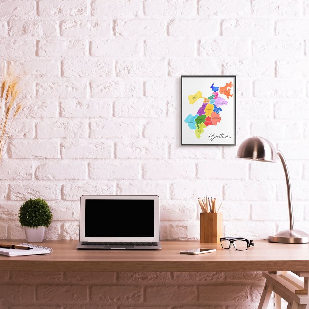 Stupell Industries Colorful Map of Boston Massachusetts by Neighborhood Designed by Daphne Polselli