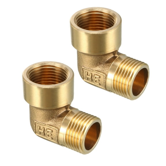 Brass Elbow Pipe Fitting 90 Degree 3/8BSP Male x 3/8PT Female Coupler 2pcs