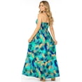 thumbnail image 2 of LA LEELA Women's A-Line Maxi Smocked Top Frill Dress Long Sleeveless Casual Tube Dresses for Women S-M Leaves, Blue, 2 of 5