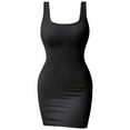 thumbnail image 4 of Curuila Womens Dresses Sleeveless Solid Color Square Neckline Stretchy Comfortable Casual Summer Slim Fit Mini Dress Black Size L, 4 of 4