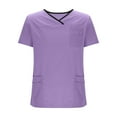 thumbnail image 6 of YLSDY Fashion Men & Women Scrub Tops V-Neck Scrubs Unisex Stretch Nursing Shirts Medical Uniform Workwear with 3 Pockets Purple XL, 6 of 6