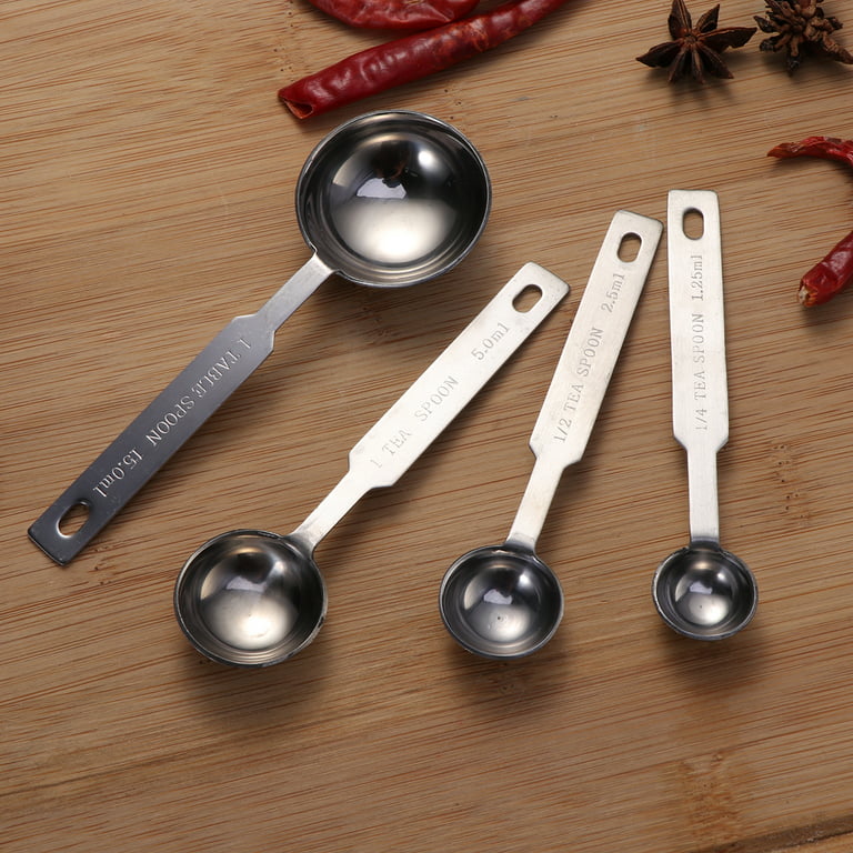 6pcs Stainless Steel Measuring Spoons Stackable Teaspoon Tablespoon for Measure, Size: 13x4.5cm