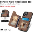 thumbnail image 3 of Phone Case for iPhone 14 Plus 6.7 inch Wallet Cover with Screen Protector and Wrist Strap Lanyard RFID Credit Card Holder Ring Stand i-Phone 14+ iPhone14Plus 5G i i14 + iPhone14 14Plus Women Men Brown, 3 of 13