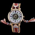 thumbnail image 3 of Reloj de cuarzo con banda de aleación de estilo nacional, reloj femenino con decoración tejida colorida (#2), 3 of 3