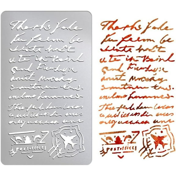 Metal Stencil French Handwriting Stencils for Journaling French Script Letter Stencils Stainless Steel Reusable Templates for Wood Burning Carving Scrapbooking Wall Home Decoration colorful