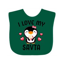 Inktastic I Love My Savta with Cute Penguin and Hearts Girls Baby Bib