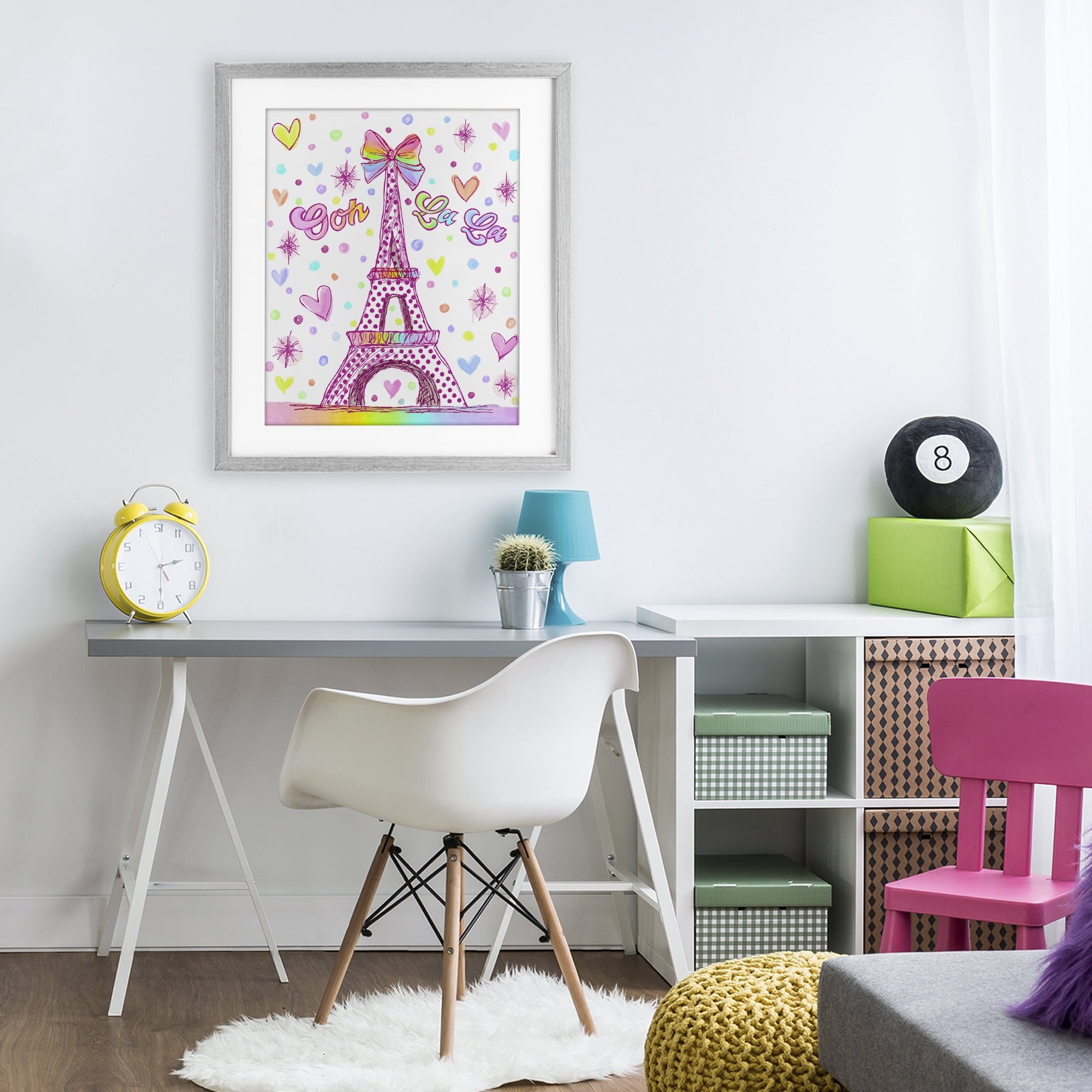 Stupell Industries Bright Pastels Eiffel Tower Gray Framed Print Under Glass, design by Jess Stempel