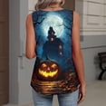 thumbnail image 5 of Hearthz Halloween Women's Tank Tops Pumpkin Graphic Women Sleeveless Tops V Neck Pleated Tunic Tops for Women, 5 of 5