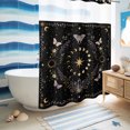 thumbnail image 6 of No Hook Shower Curtain, Mystic Flower Leaves Shower Curtains for Bathroom with See Through Top Window, Black Moon Floral Plants Butterfly Waterproof & Washable Bath Curtain Extra Long 72"x84", 6 of 9