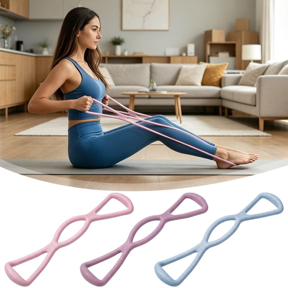 Figure-8 Shaped Resistance Bands with Soft Silicone Material and Comfortable Grips, Flexible Exercise Straps, Professional Fitness Gear for Women to Do Body Shaping/Strength Training at Home, Blue