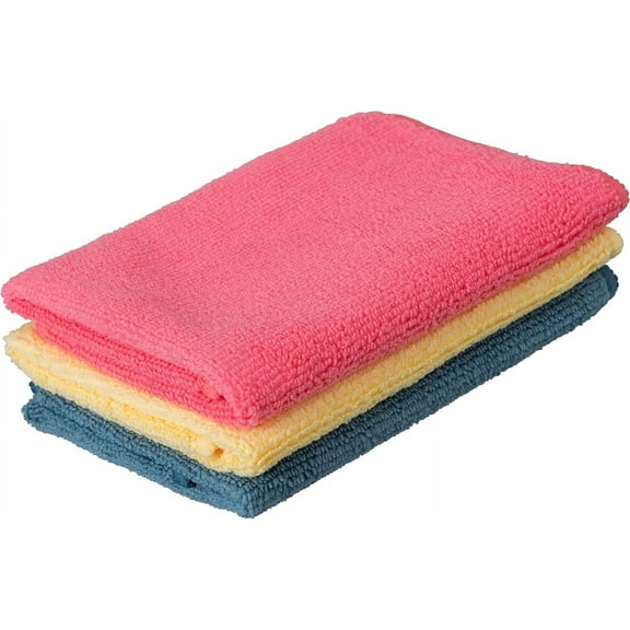 Superio Microfiber Cleaning Cloth for Window Cleaning, Car Cleaning, and More, Multicolored, 3-Pack