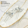 thumbnail image 3 of Flower Rhinestone Hair Pins Pearl Bridal Hair Pieces Headwear Blue Beads Wedding Headpiece Hair Dress Crystal Hair Accessories for Brides and Bridesmaids, 3 of 4