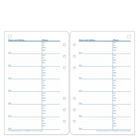 FranklinCovey Address-Phone Pages (Compact Size)