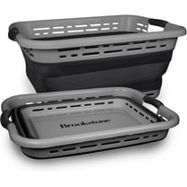 Brookstone Collapsible Laundry Basket for Space Savings, Dark Gray