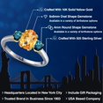 thumbnail image 2 of Gem Stone King 925 Silver and 10K Yellow Gold Yellow Citrine and Blue Diamond Engagement Ring for Women | 1.79 Cttw | Oval Checkerboard 8X6MM | Gemstone November Birthstone | Size 6, 2 of 6