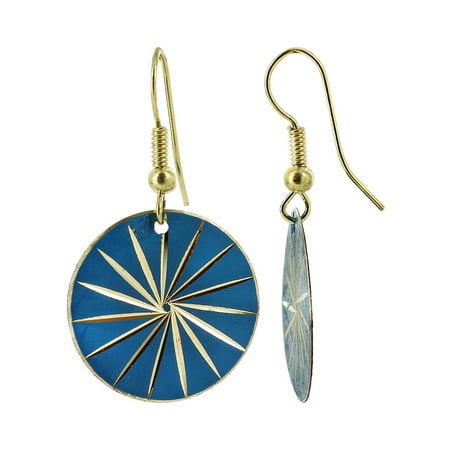 Teal Enamel Faceted 20mm Circle French Ear Wire Dangle Earrings Teal Enamel Faceted 20mm Circle French Ear Wire Dangle Earrings