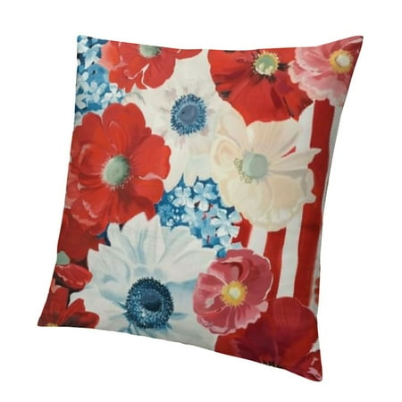 SHANXI Decor Patriotic Holiday Pillow Case Independence Memorial Day Decorations for Sofa Couch 18x18in