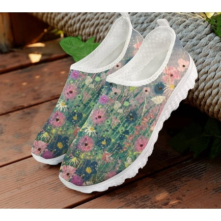 

Woman Flats Casual Shoes For Women Loafers Cute Flowers Oil Painting Mesh Outdoor Ladies Sneakers Slip on Shoes Flat Footwear