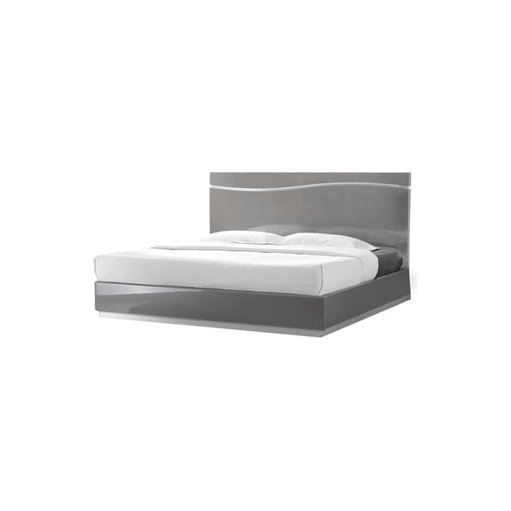 Best Master Leon Poplar Wood Queen Platform Bed in Gray With Silver Base