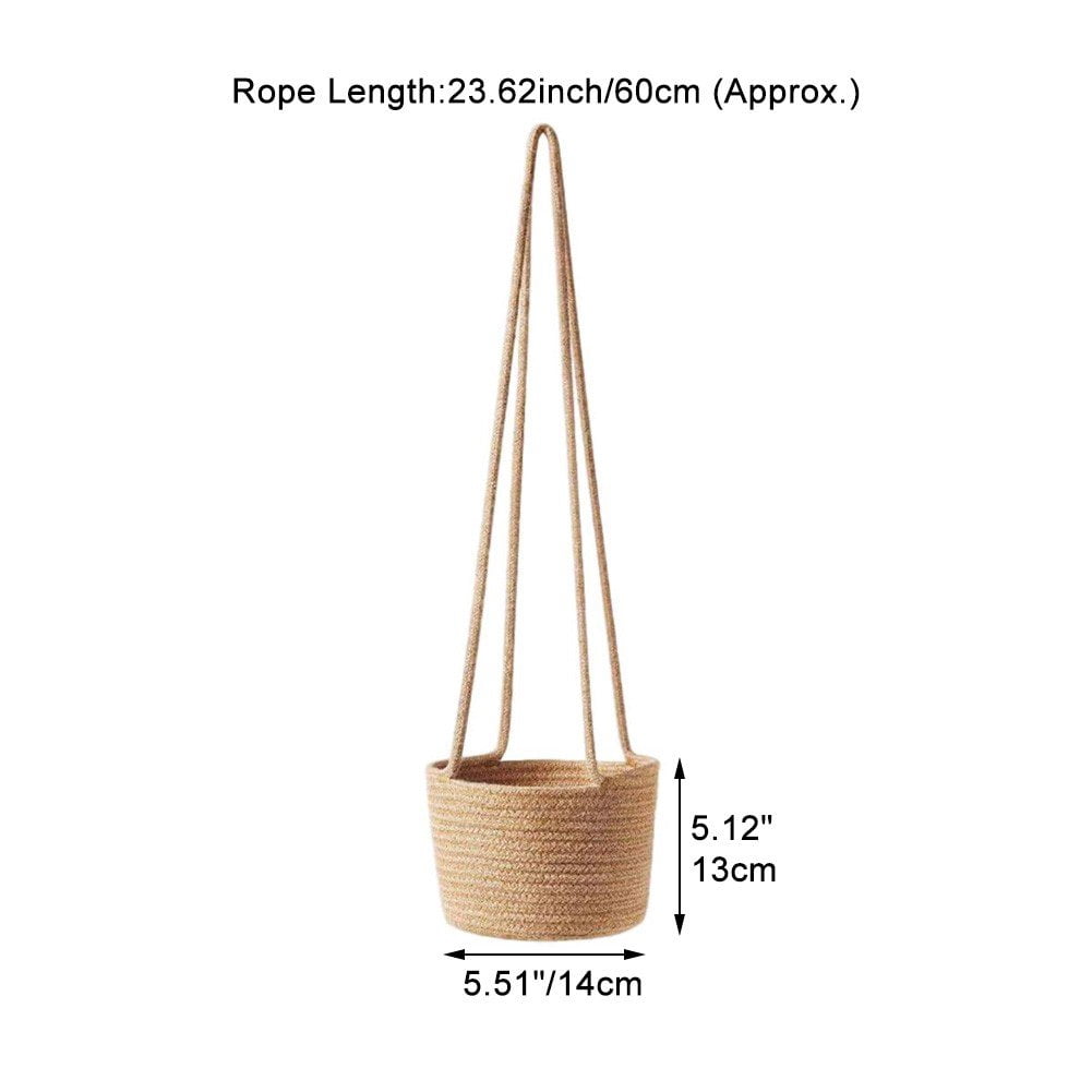 Vjnyvs Jute Rope Hanging Flower Pot Wall Hanging Woven Planter Handmade Cotton Rope Plant Hanger Basket for Home Garden Ornament