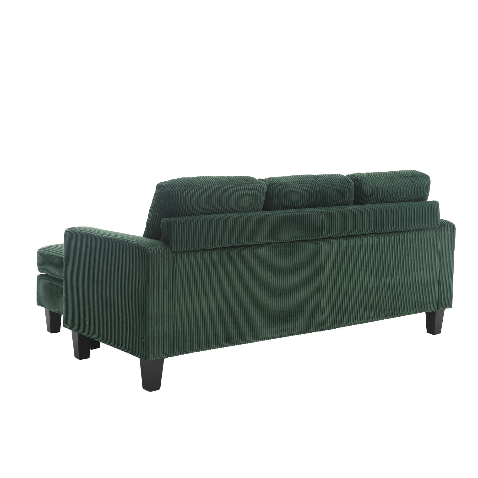PORKISS Sectional Sofa with Ottoman, Velvet Fabric Sectional Couch, 3 Seat L Shaped Sofa for Apartment, Green
