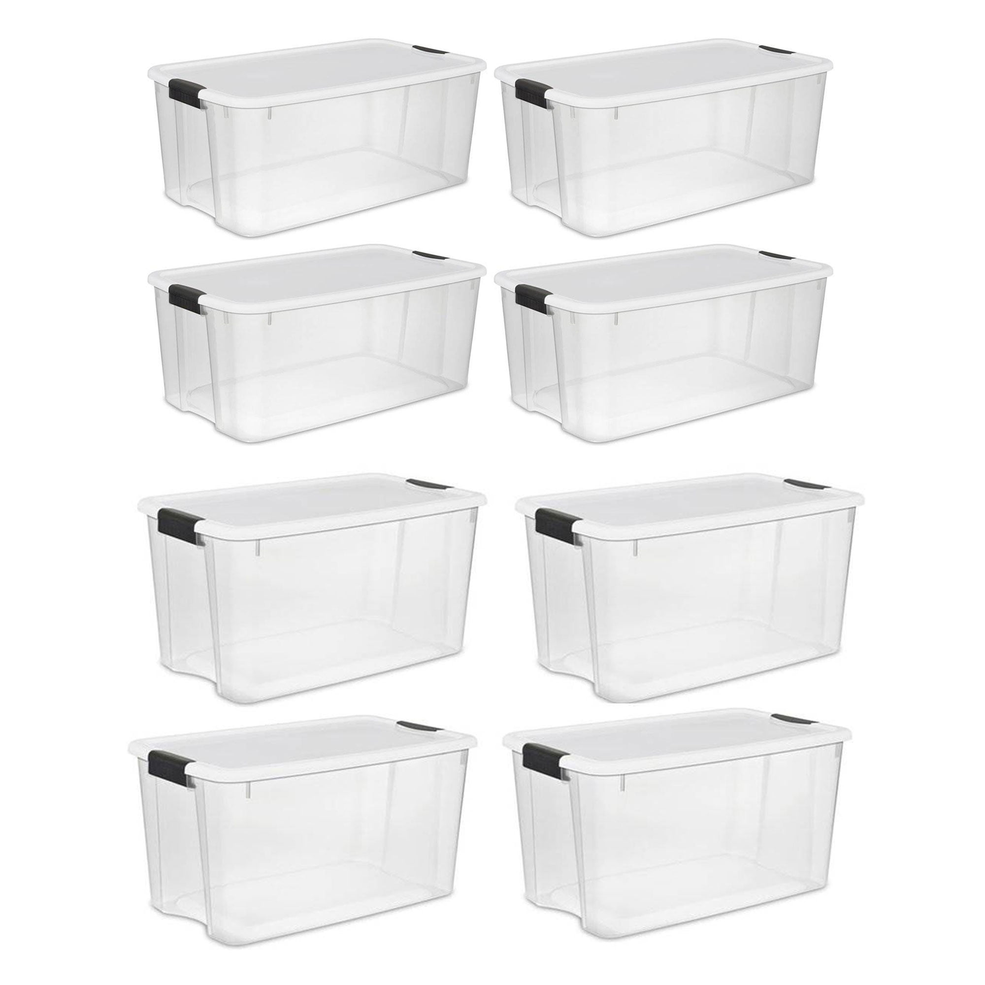 Sterilite Storage Containers Bins with Wheels Garage Large Tote Stackable 4 Pack 