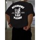 thumbnail image 1 of Camiseta de verano de manga corta para hombre - Estampado "Negroni Please", camiseta informal de mezcla de poliéster negro con gráfico de barman, lavable a máquina, estilo informal de verano | Cuello, 1 of 5