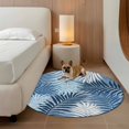 thumbnail image 2 of Round Area Rugs 8Ft, Navy Blue Palm Leaves Washable Rug for Living Room, Bedroom, Great Room, Summer Botanical Tropical Leaf Non Slip Area Rugs Low Pile Carpet for Home Decor, 2 of 8