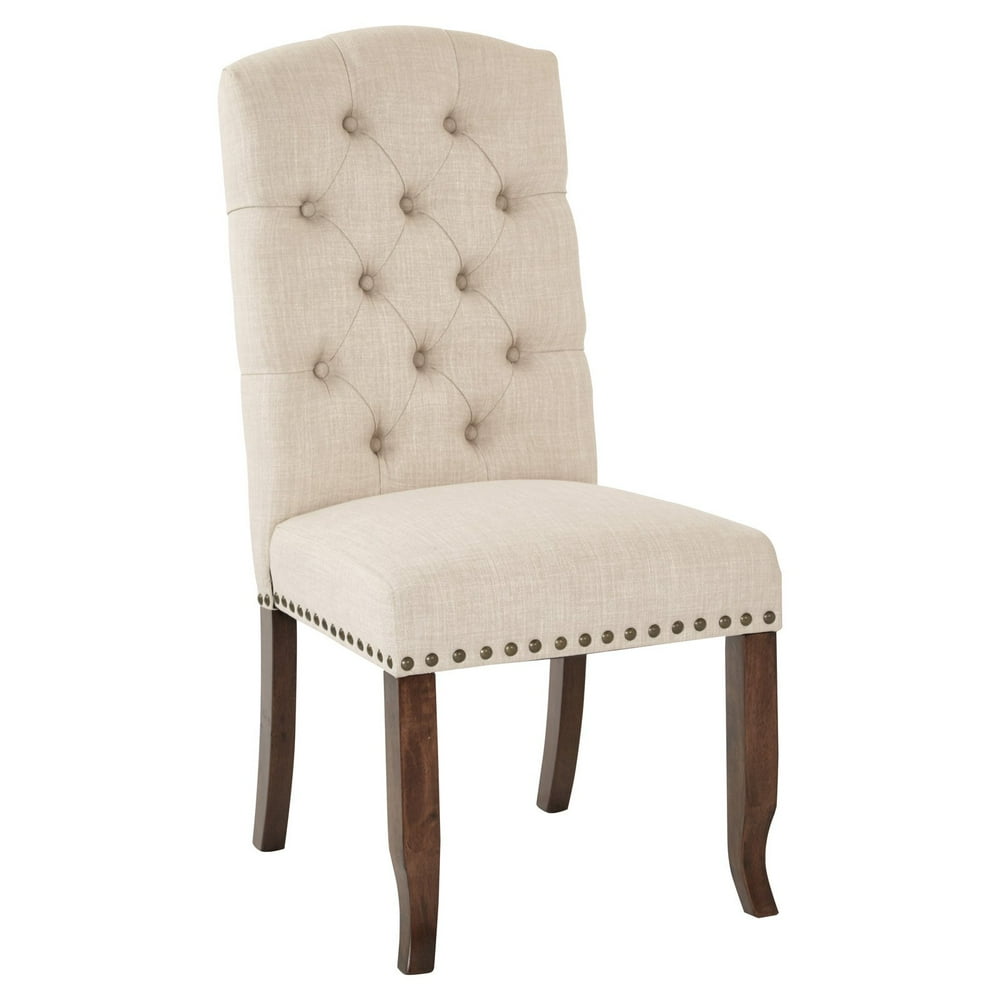 OSP Home Furnishings Jessica Tufted Dining Chair in Linen Fabric