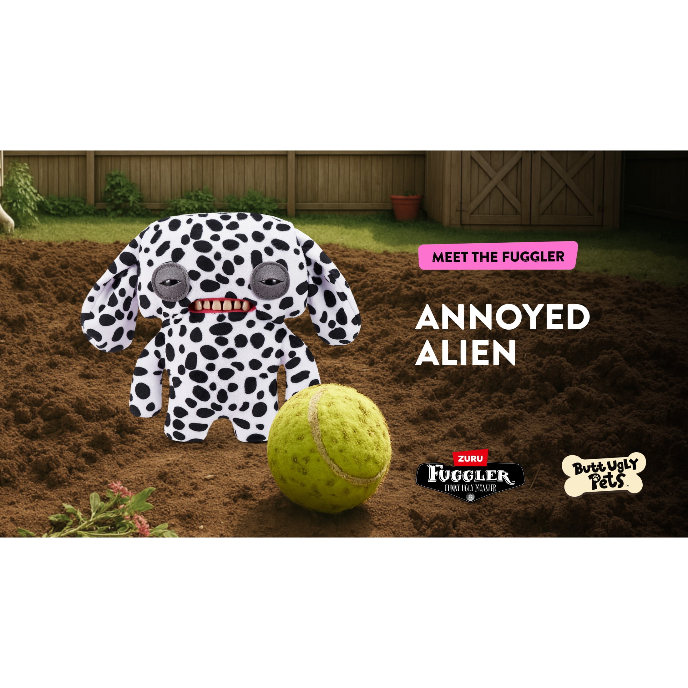 Fuggler Butt Ugly Pets 9 inch (Annoyed Alien - Dalmatian), Ugly Monster Stuffed Animal Toy by ZURU