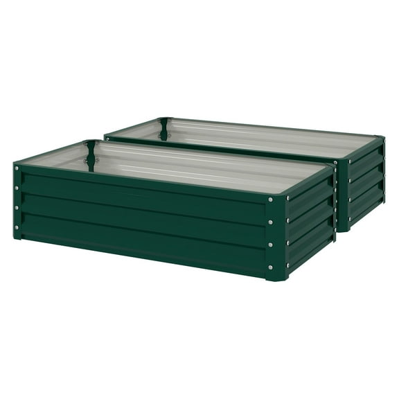 Galvanized Raised Garden Bed 4x2 ft, Metal Planter Box for Vegetables, Flowers, Herbs - Green, 12" Height