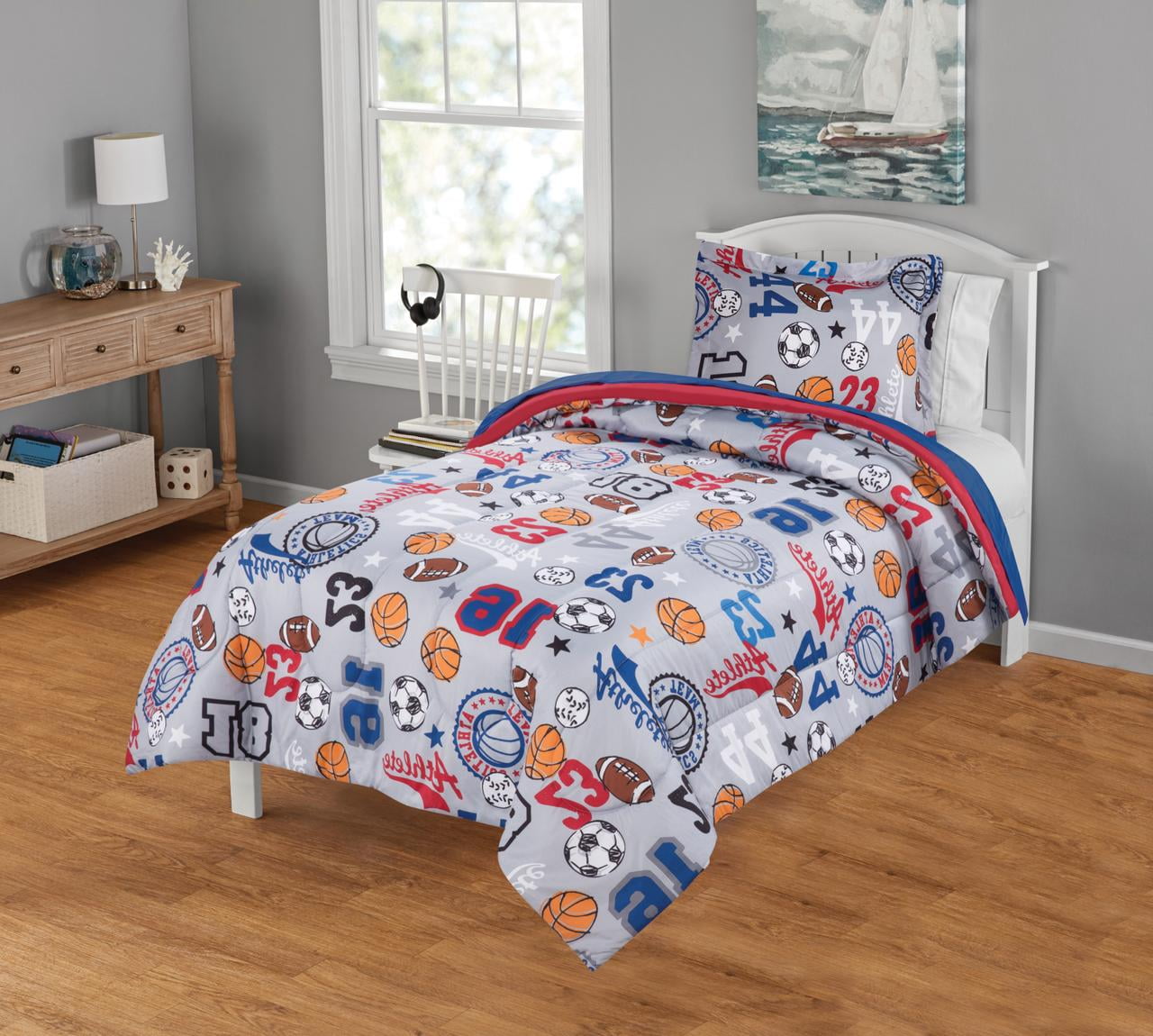 Details about   Mainstays Kids Sports Patch Coordinated Bed in a Bag 1 Each 