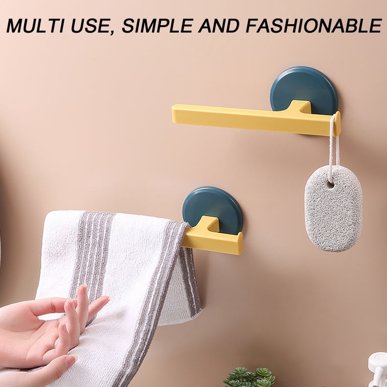 Plastic Towel Rack With Suction Cup - Wall Mount Hooks For Bathroom, Kitchen, Home