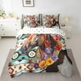 thumbnail image 2 of Horse Bed in a Bag Queen Comforter Set 7 Piece,Western Bedding Sets Queen,Exotic Geometry Aztec Sheet Set with Comforter Brown Cowhide Bohemian Flowers Room Decor, 2 of 6