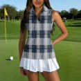 thumbnail image 2 of Sleeveless Golf Shirts for Women Tank Top Collared Zip, Athletic Quick Dry Polo Shirt for Golf and Tennis Navy L, 2 of 6