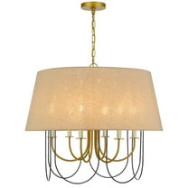 Cal Lighting 60W x 6 Eupora metal chandelier with burlap shade