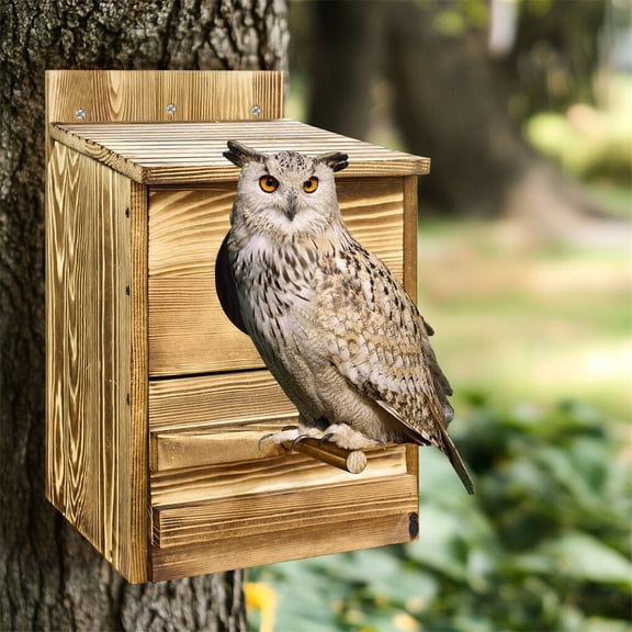 LINJH Spacious Owl Nesting Box Screech Owl House Wood Wildlife Bird House Easy to Hang