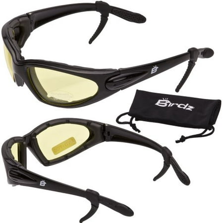 Birdz QUAIL - Advanced System Foam Padded Motorcycle Sunglasses- FREE Rubber Ear Locks and Microfiber Storage Pouch