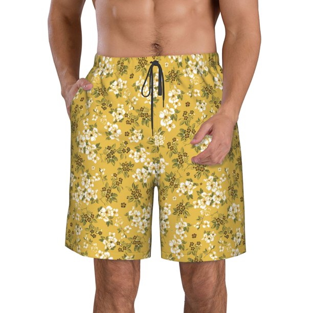 Balery Flower Traje de Baño Estilo Hawaiano para Hombre, Shorts de Secado Rápido con Bolsillos-X-Large