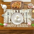 thumbnail image 4 of Zhourta Happy Easter Placemats Spring Easter Place Mats Vintage Dining Table Decorations Bunny Chick Easter Holiday Table Mats for Kitchen Dining Decoration 11.81x17.71Inch, 4 of 6