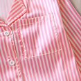 thumbnail image 6 of Atogsazn Children Girl Pajamas Set Kid Cotton Striped Button Long Sleeve Shirt and Pant Outfit Sleepwear Clothes Pink 11-12 Years, 6 of 9