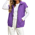 thumbnail image 4 of Women's Sleeveless Zip Up Sweatshirt Vest Stand Collar Athletic Sweatshirt Jacket with Pockets for Spring Fall Winter Daily Athleisure Loungewear, 4 of 7
